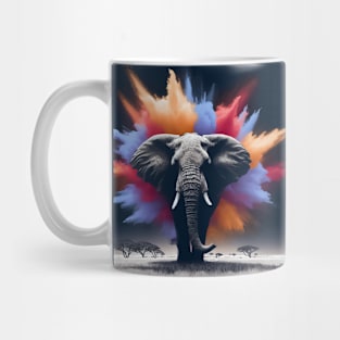 Monochromatic Elephant With Colorful Splash Mug